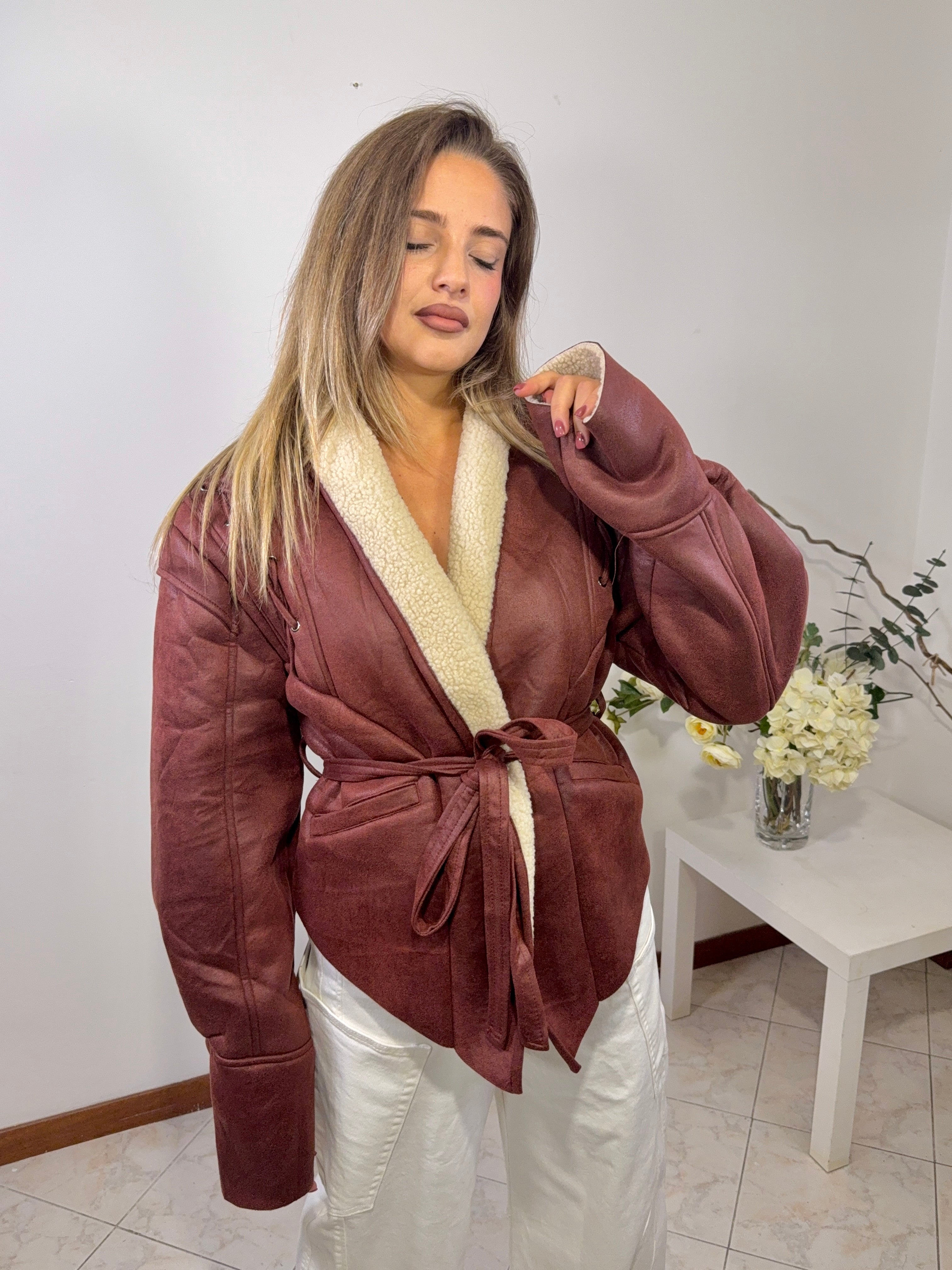 Montone Teddy Belted Wine ( 19261#)