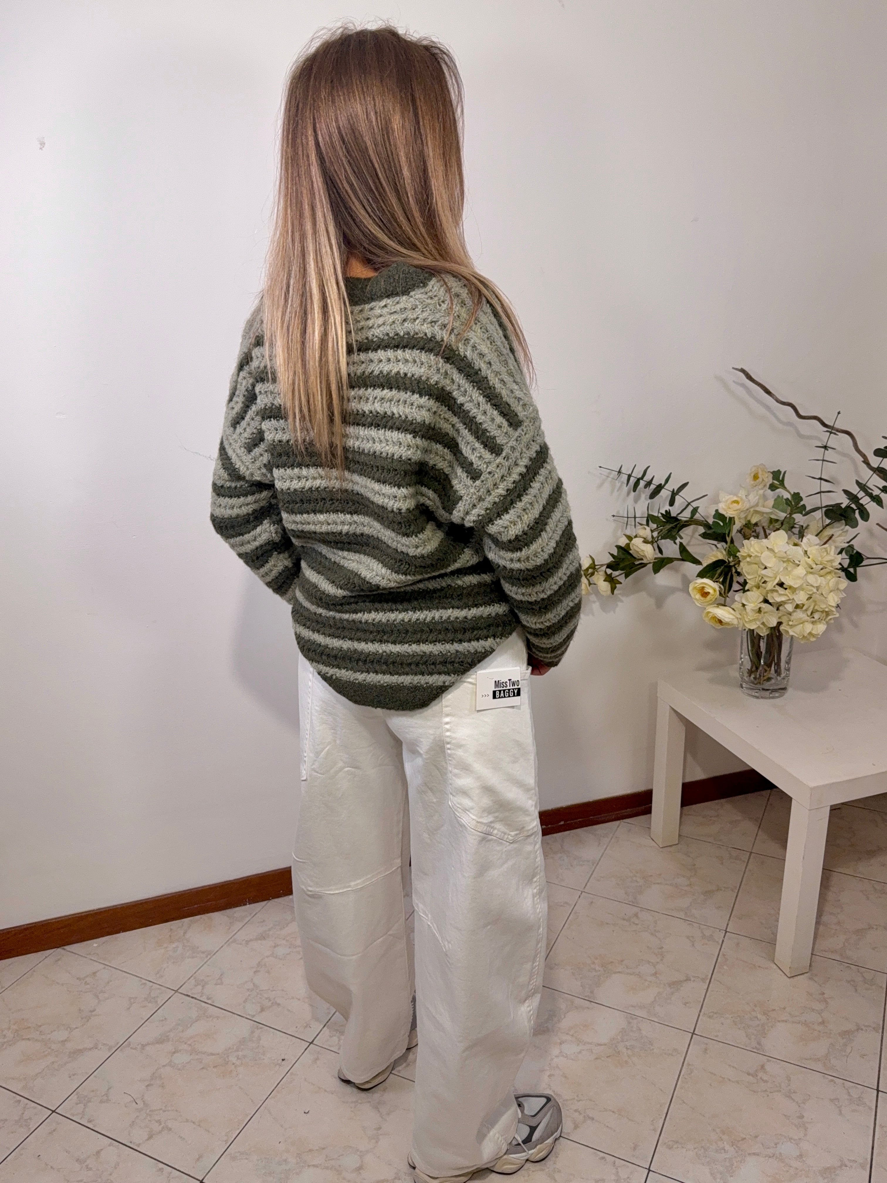 Maglione Stripes Soft Olive (25484)