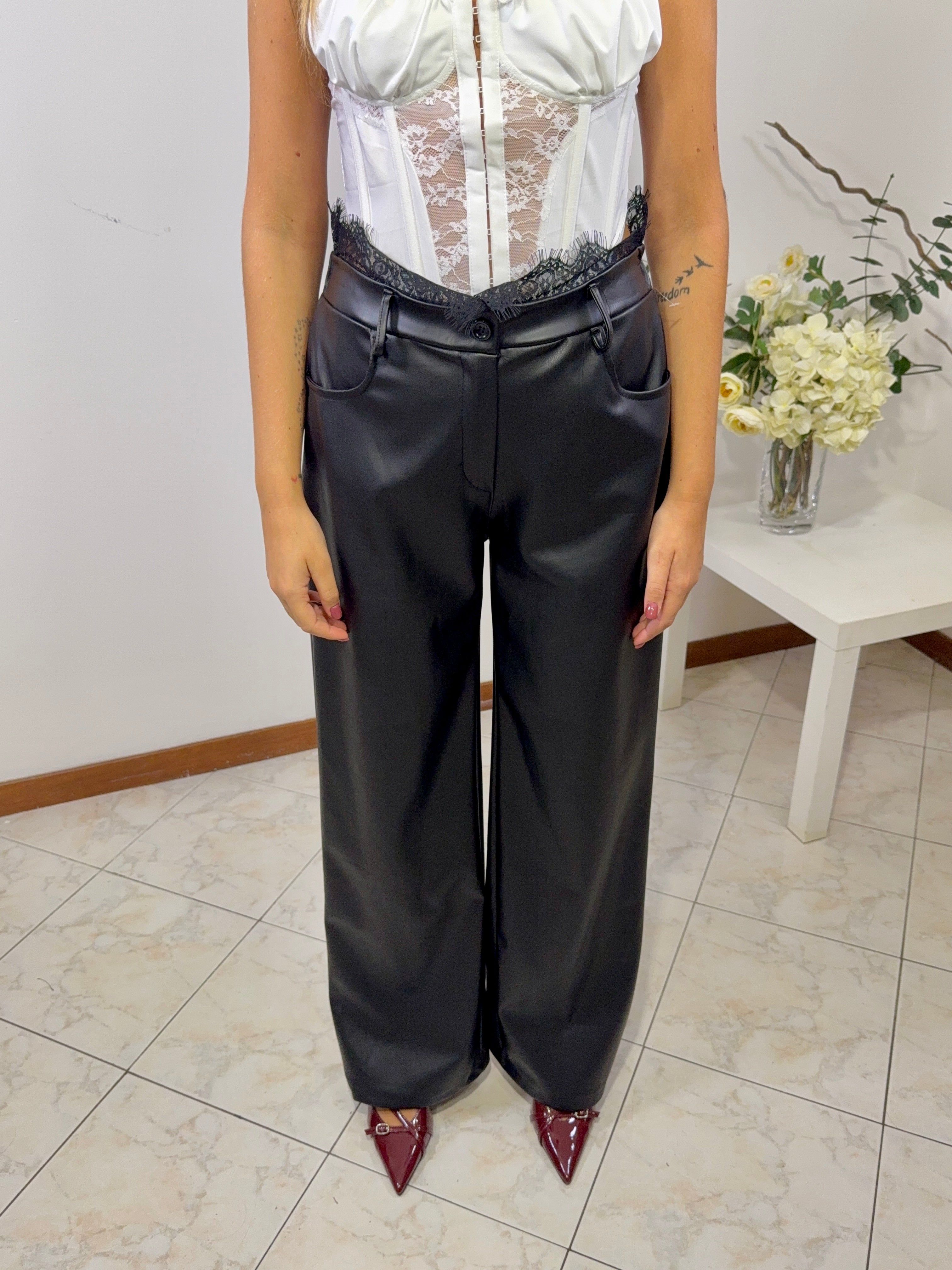 Pantalone Wide-Leg Eco-Pelle (43466)