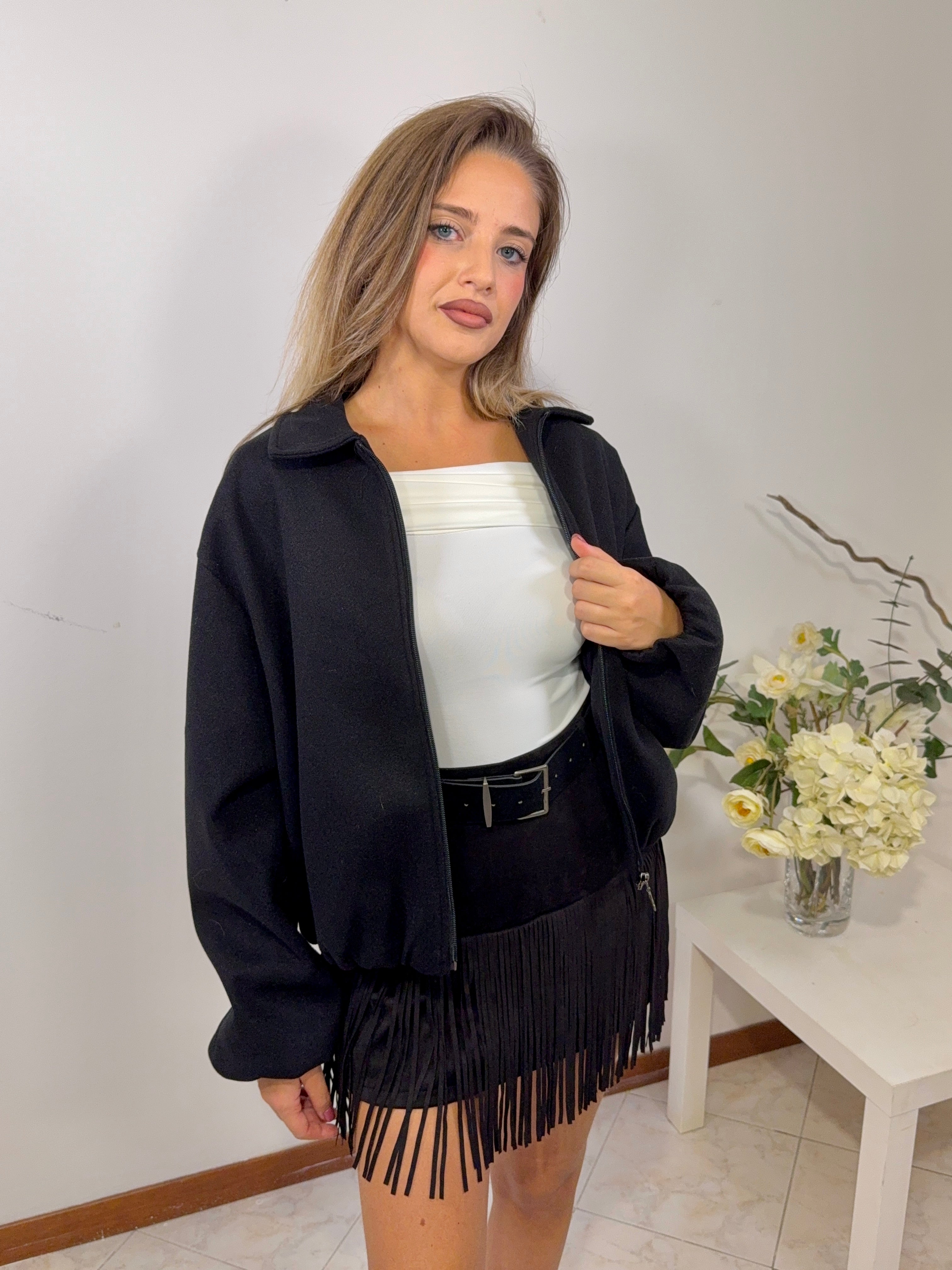 Giubbino Zip Oversize Nero (12934-)