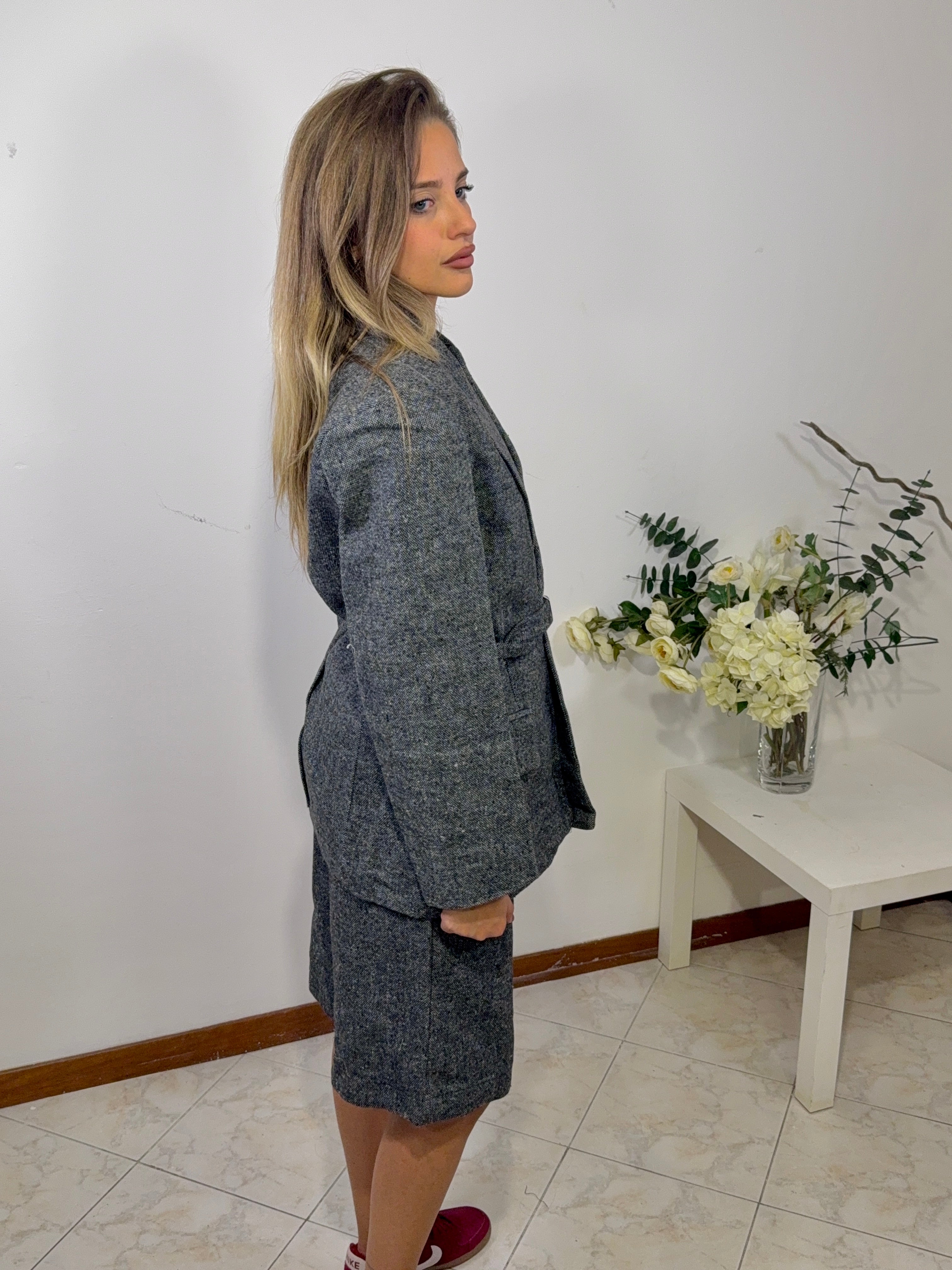 Giacca con cintura in tweed (giaMBX15817)