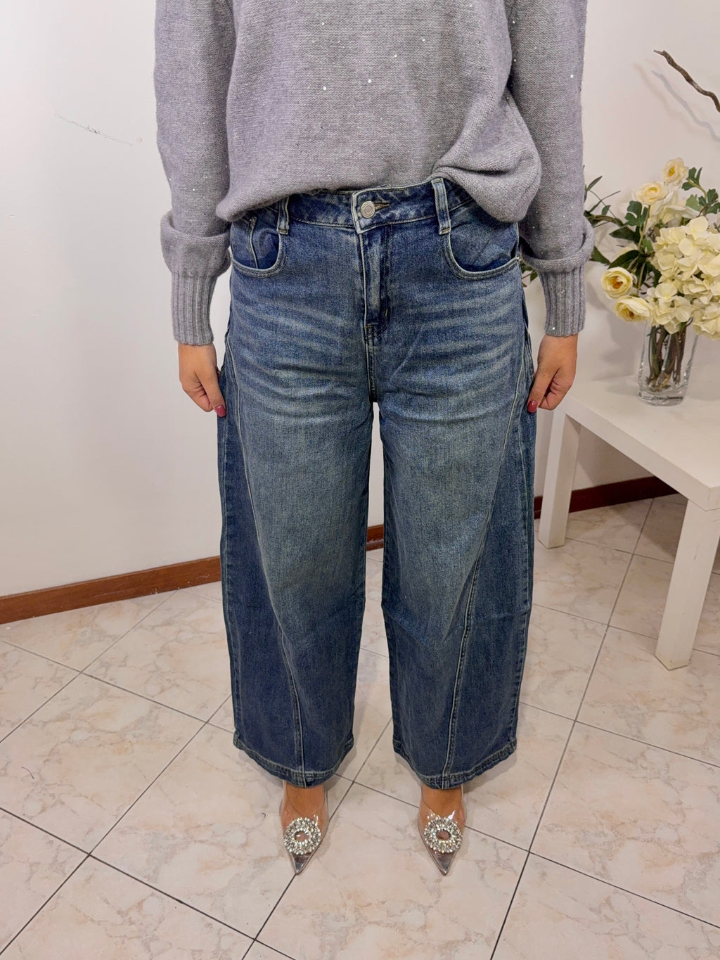 Jeans Wide Patch Denim (J566#)