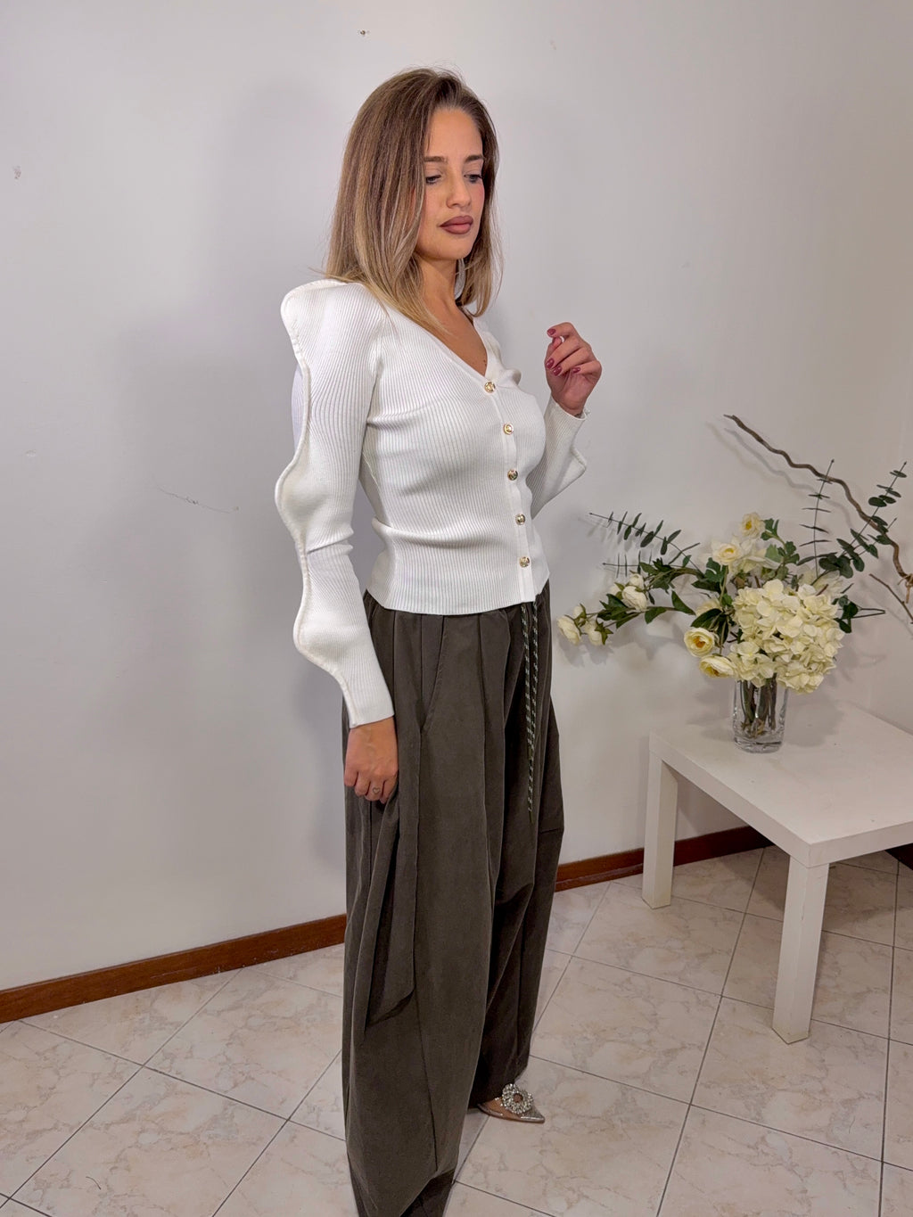 Pantalone Balloon Velvet Olive ( ART-2618P)