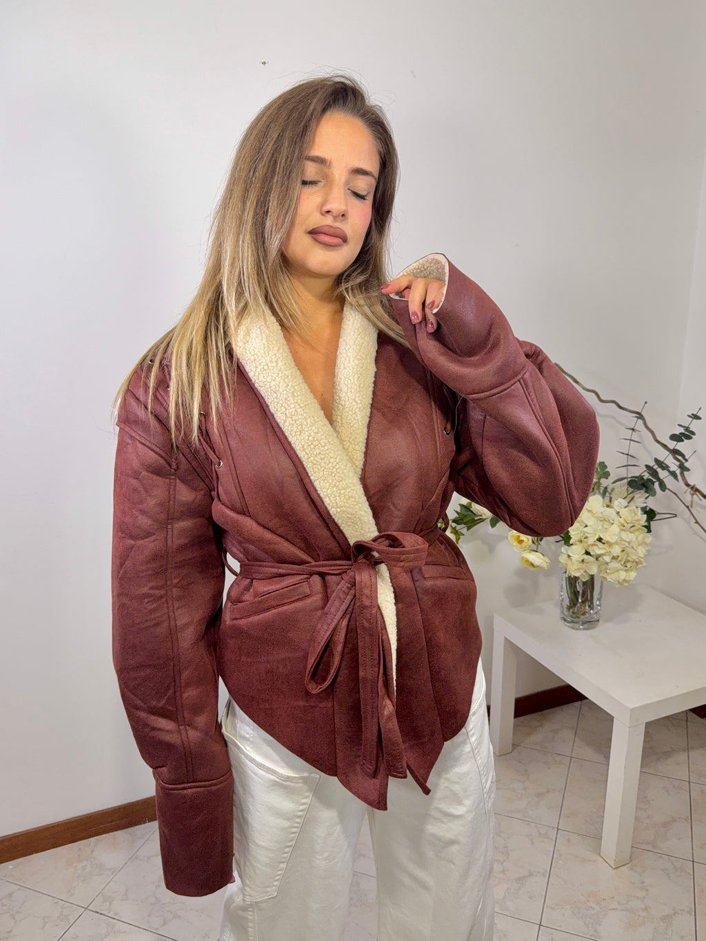 Montone Teddy Belted Wine ( 19261#)