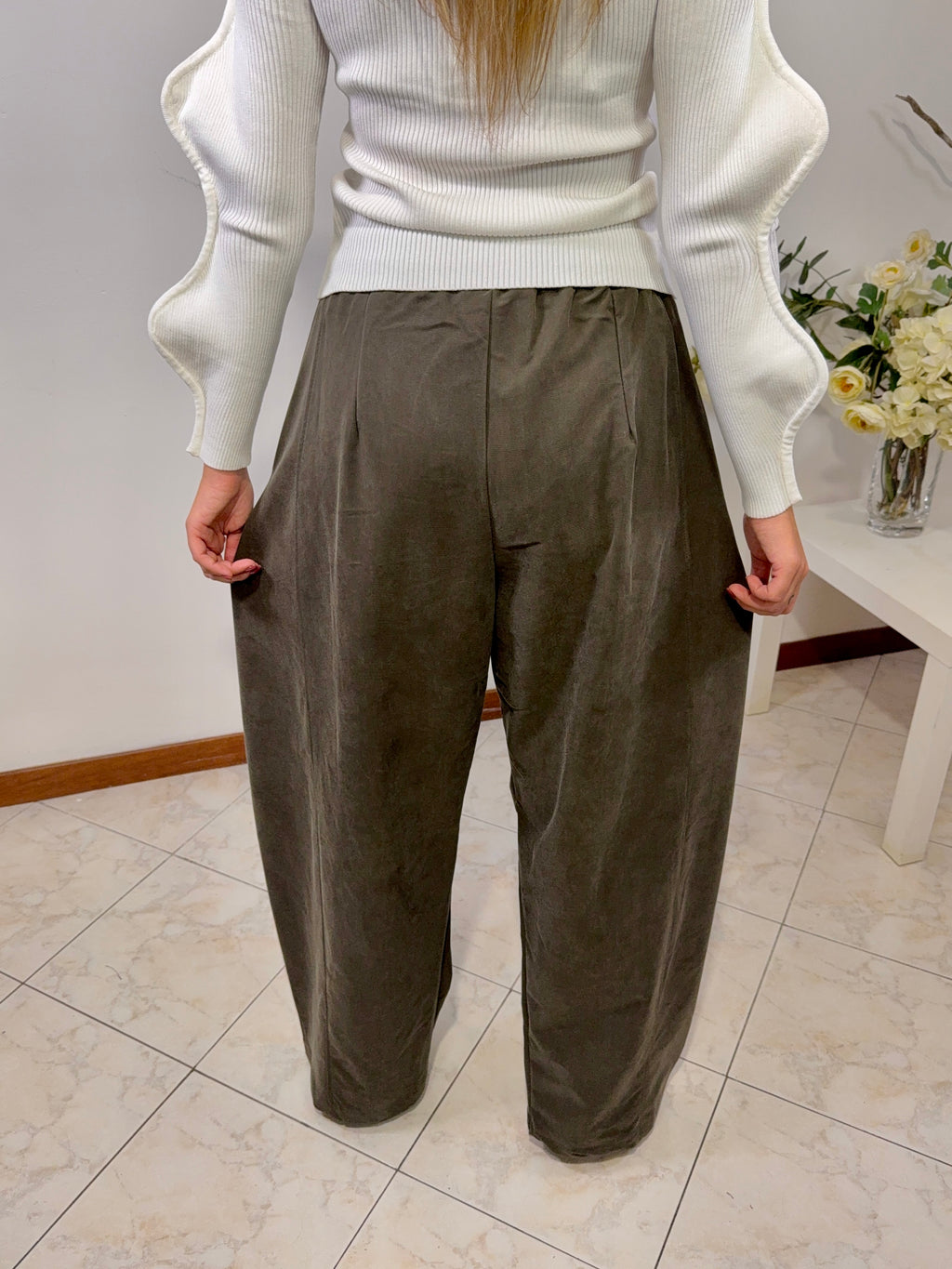 Pantalone Balloon Velvet Olive ( ART-2618P)