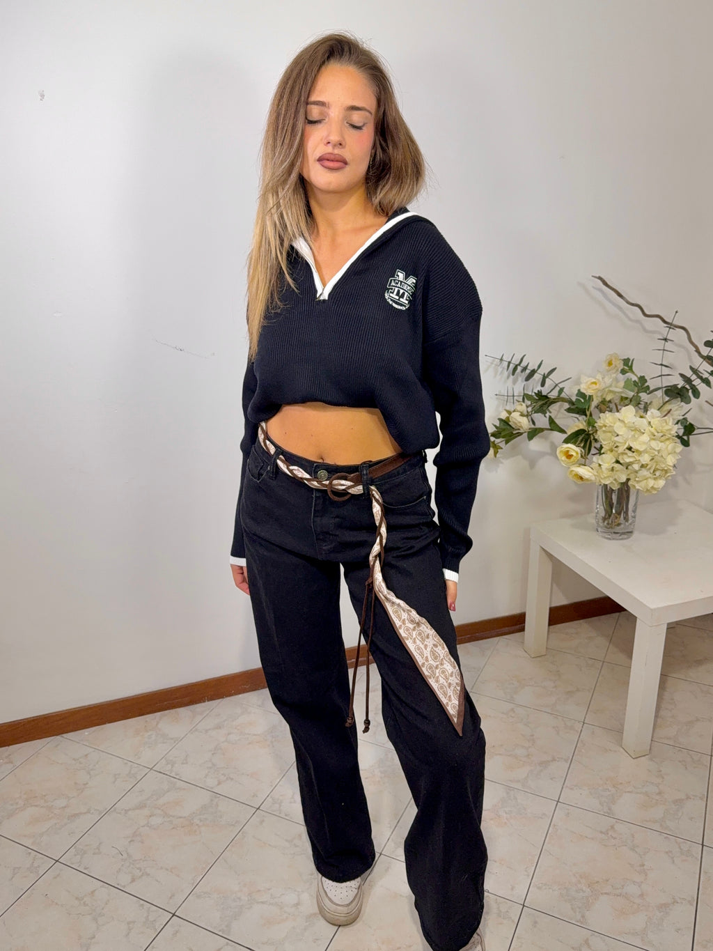 Jeans Black Foulard Detail (824604)