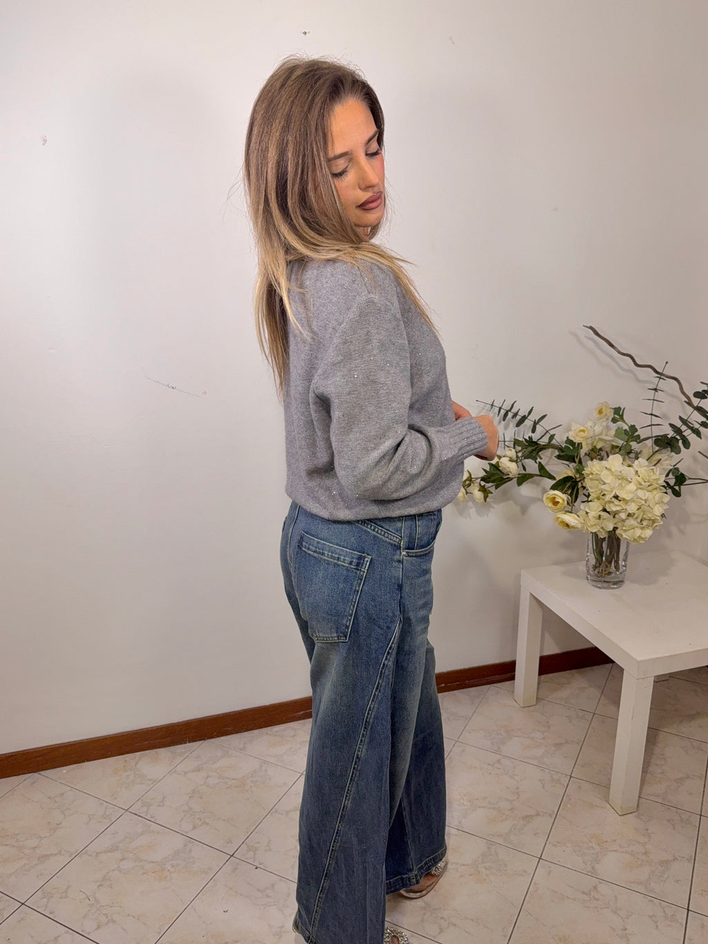 Jeans Wide Patch Denim (J566#)