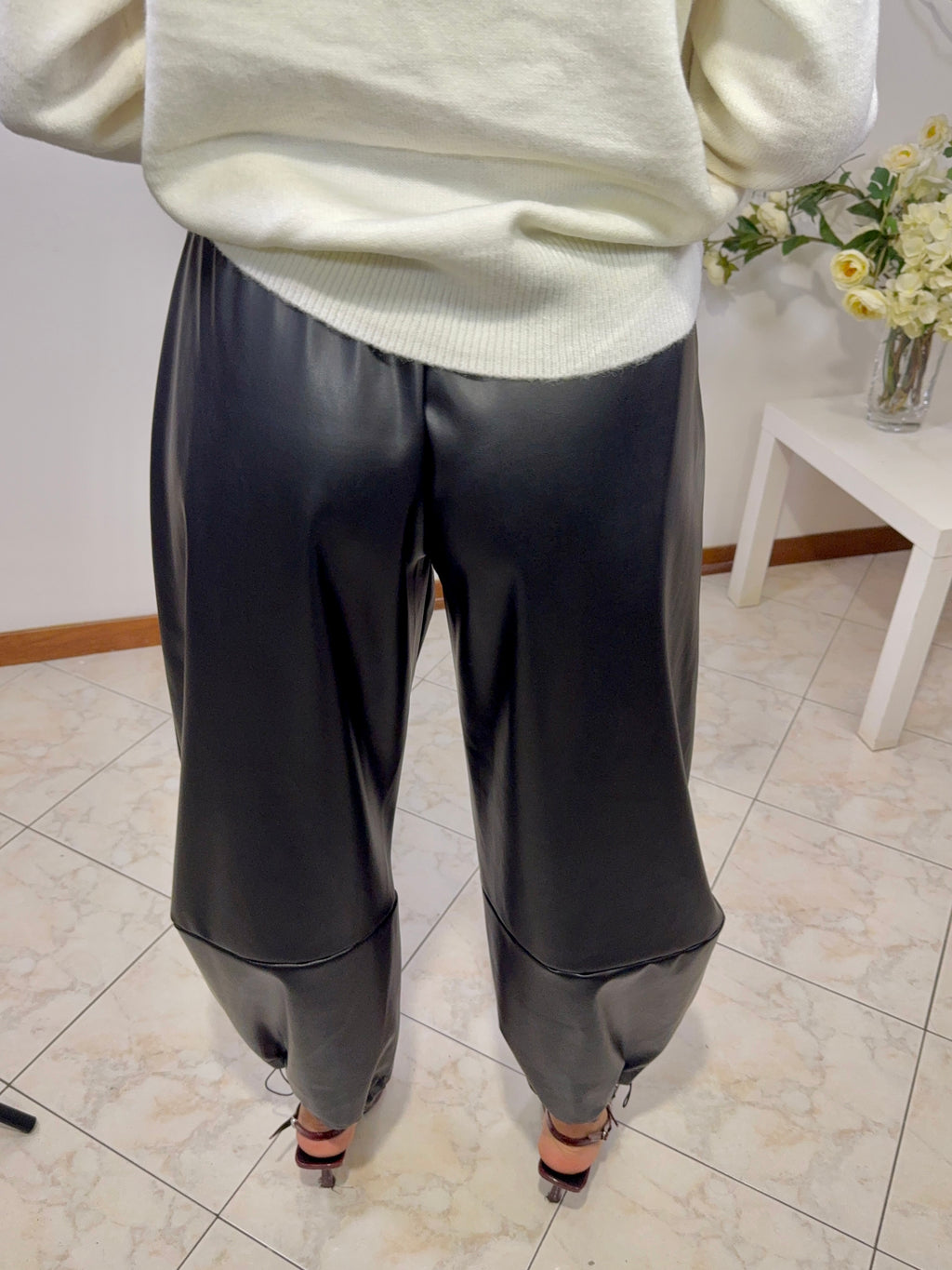 Pantalone Balloon Eco-Pelle Black (v17547)