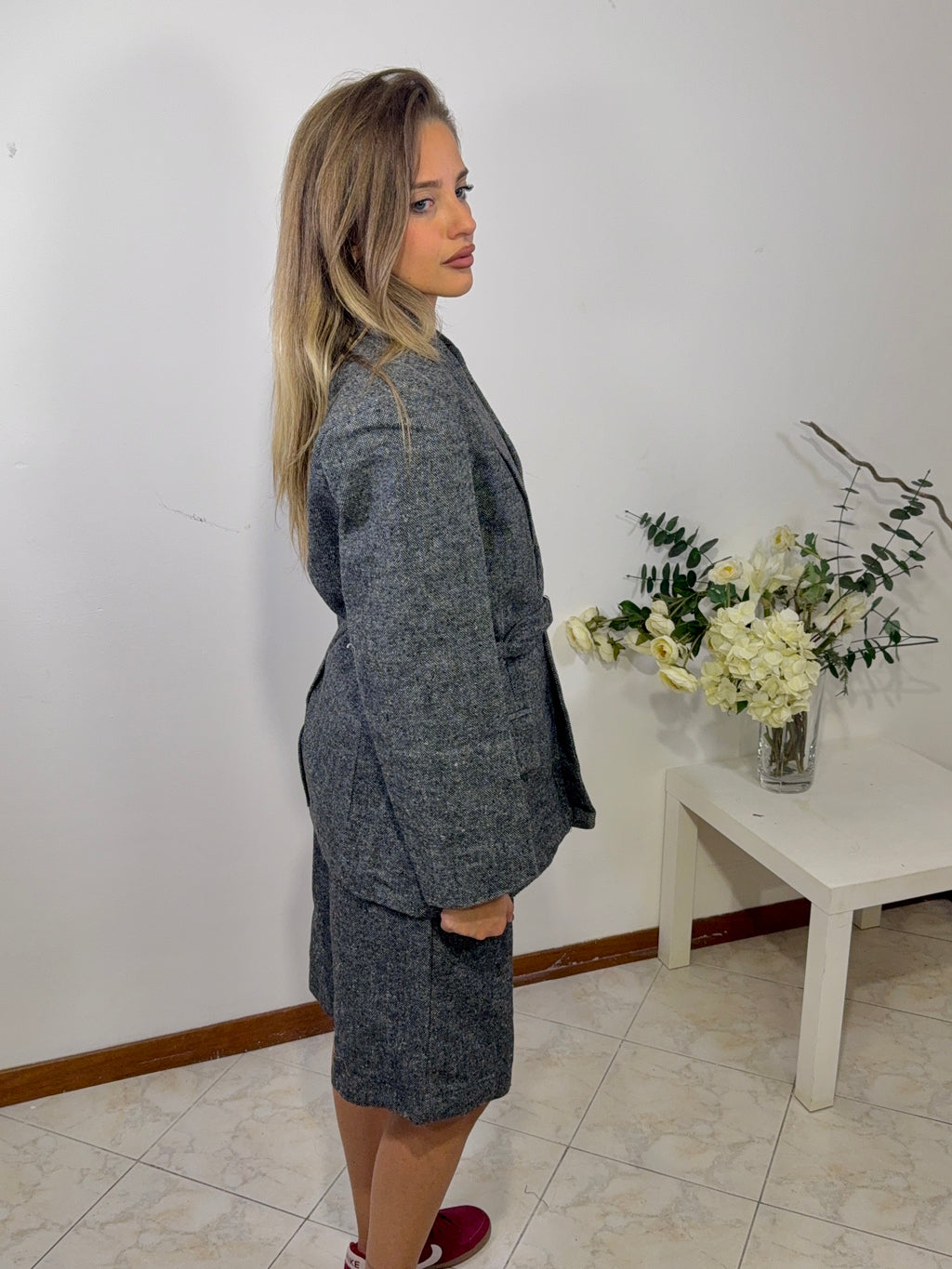Giacca con cintura in tweed (giaMBX15817)