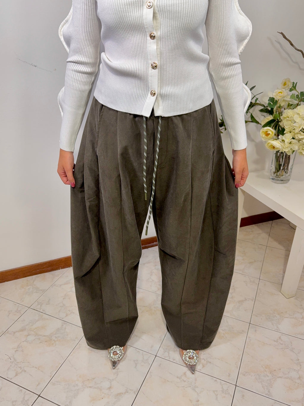 Pantalone Balloon Velvet Olive ( ART-2618P)