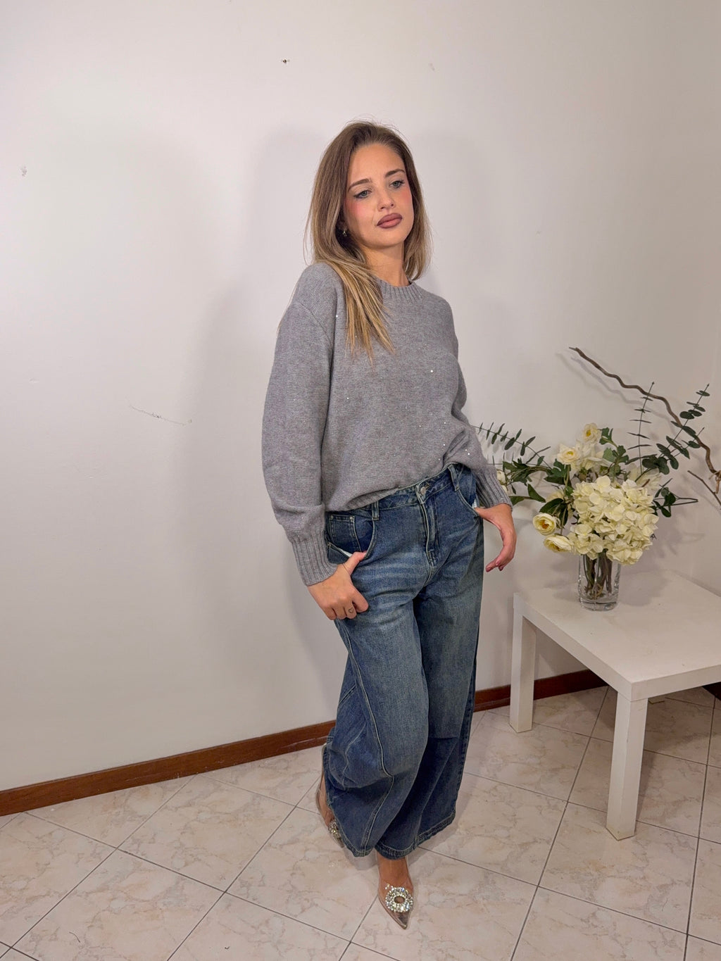 Jeans Wide Patch Denim (J566#)